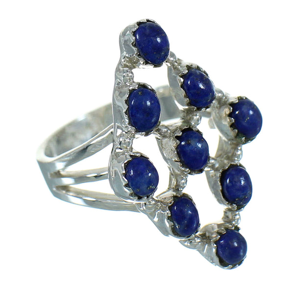Silver Lapis Southwestern Ring Size 7-1/4 AX89705